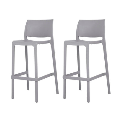 Set of Two 30" Gray Heavy Duty Plastic Low Back Outdoor Bar Height Chairs HomeRoots