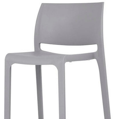 Set of Two 30" Gray Heavy Duty Plastic Low Back Outdoor Bar Height Chairs HomeRoots