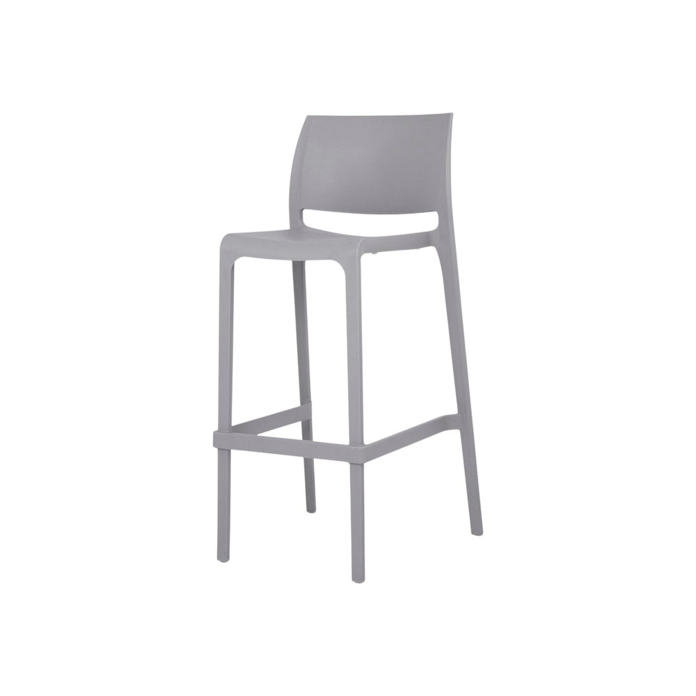 Set of Two 30" Gray Heavy Duty Plastic Low Back Outdoor Bar Height Chairs HomeRoots