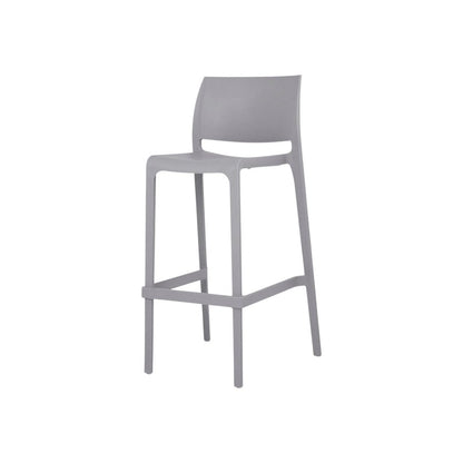 Set of Two 30" Gray Heavy Duty Plastic Low Back Outdoor Bar Height Chairs HomeRoots
