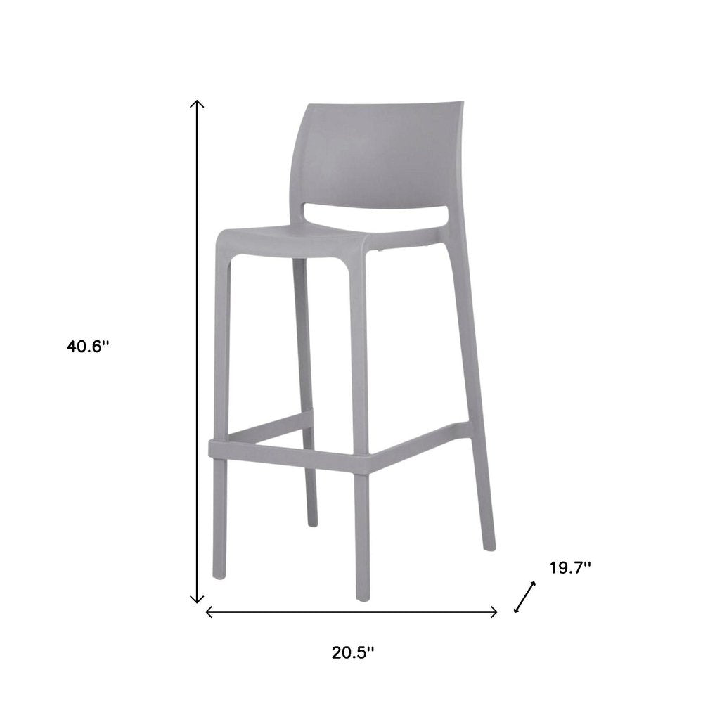 Set of Two 30" Gray Heavy Duty Plastic Low Back Outdoor Bar Height Chairs HomeRoots