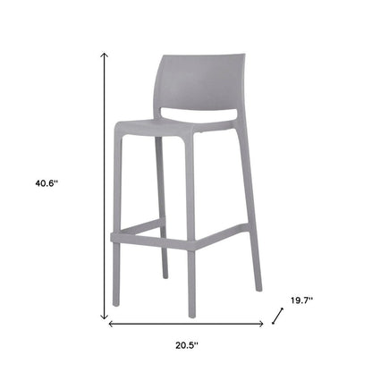 Set of Two 30" Gray Heavy Duty Plastic Low Back Outdoor Bar Height Chairs HomeRoots