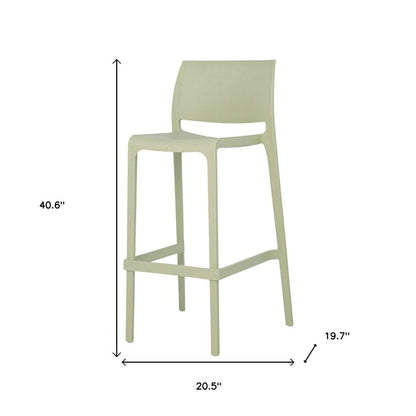 Set of Two 30" Green Heavy Duty Plastic Low Back Outdoor Bar Height Chairs HomeRoots