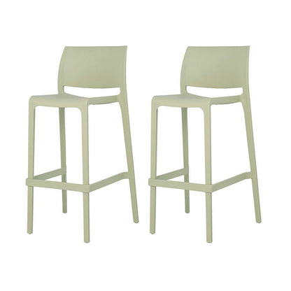 Set of Two 30" Green Heavy Duty Plastic Low Back Outdoor Bar Height Chairs HomeRoots