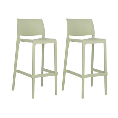 Set of Two 30" Green Heavy Duty Plastic Low Back Outdoor Bar Height Chairs HomeRoots