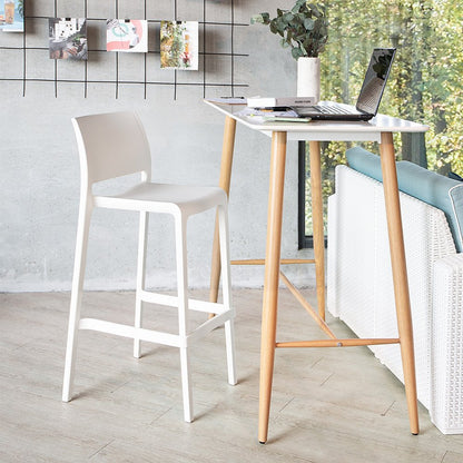 Set of Two 30" White Heavy Duty Plastic Low Back Outdoor Bar Height Chairs HomeRoots