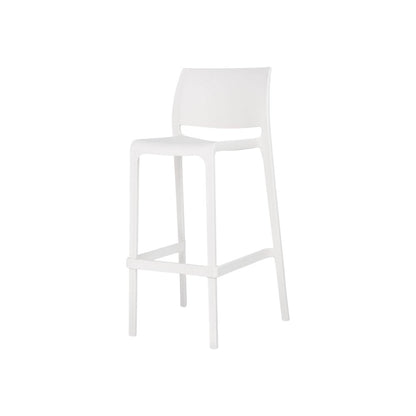 Set of Two 30" White Heavy Duty Plastic Low Back Outdoor Bar Height Chairs HomeRoots