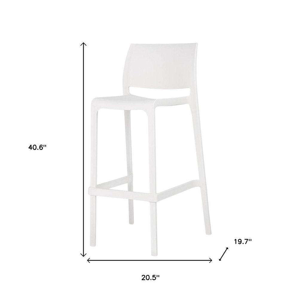 Set of Two 30" White Heavy Duty Plastic Low Back Outdoor Bar Height Chairs HomeRoots
