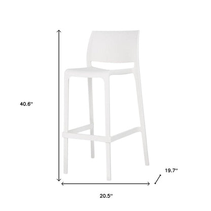 Set of Two 30" White Heavy Duty Plastic Low Back Outdoor Bar Height Chairs HomeRoots