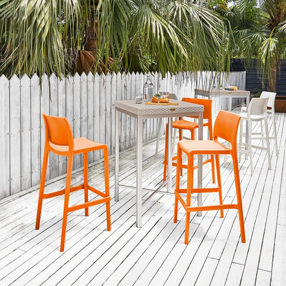 Set of Two 30" Orange Heavy Duty Plastic Low Back Outdoor Bar Height Chairs HomeRoots