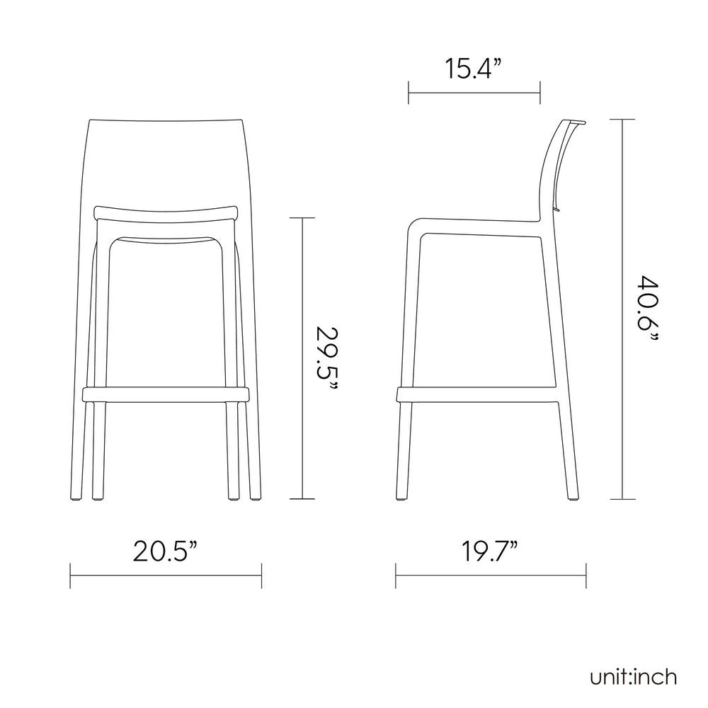 Set of Two 30" Orange Heavy Duty Plastic Low Back Outdoor Bar Height Chairs HomeRoots