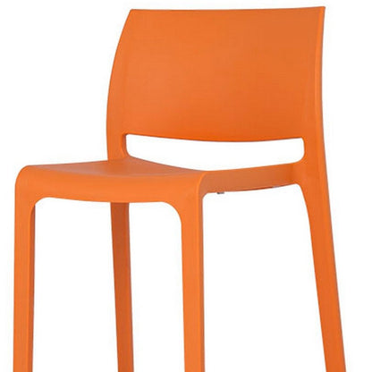 Set of Two 30" Orange Heavy Duty Plastic Low Back Outdoor Bar Height Chairs HomeRoots
