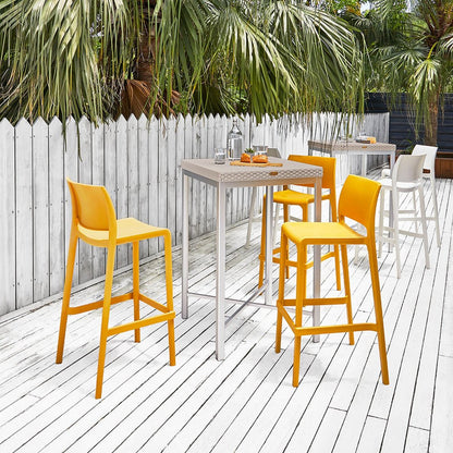 Set of Two 30" Yellow Heavy Duty Plastic Low Back Outdoor Bar Height Chairs HomeRoots