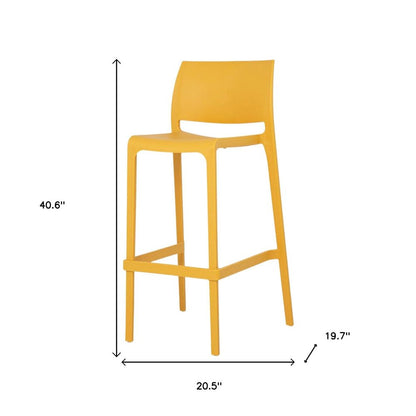 Set of Two 30" Yellow Heavy Duty Plastic Low Back Outdoor Bar Height Chairs HomeRoots
