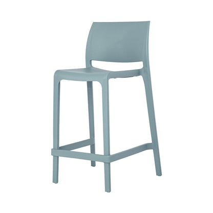 Set of Two 26" Baby Blue Heavy Duty Plastic Low Back Outdoor Counter Height Bar Chairs HomeRoots