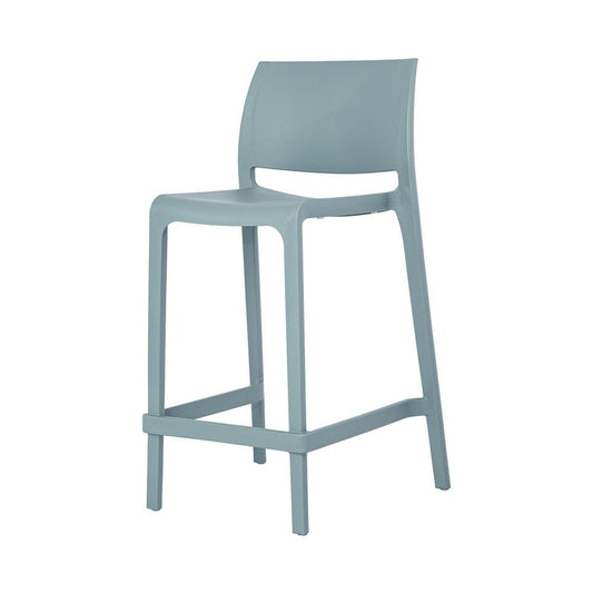 Set of Two 26" Baby Blue Heavy Duty Plastic Low Back Outdoor Counter Height Bar Chairs HomeRoots