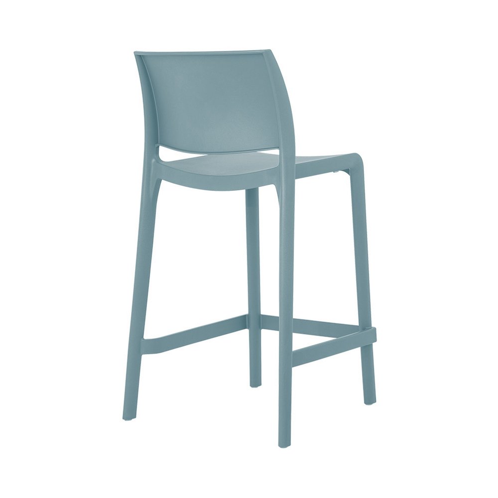 Set of Two 26" Baby Blue Heavy Duty Plastic Low Back Outdoor Counter Height Bar Chairs HomeRoots