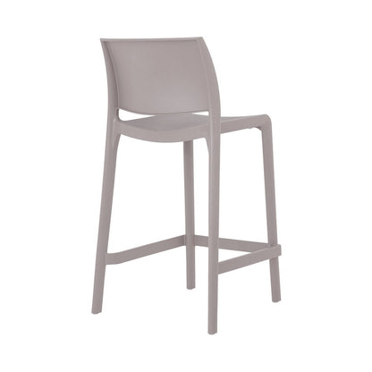 Set of Two 26" Taupe Heavy Duty Plastic Low Back Outdoor Counter Height Bar Chairs HomeRoots