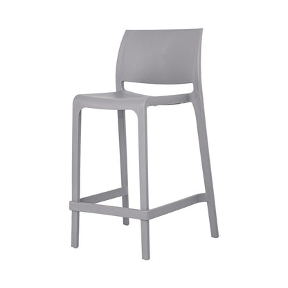 Set of Two 26" Gray Heavy Duty Plastic Low Back Outdoor Counter Height Bar Chairs HomeRoots