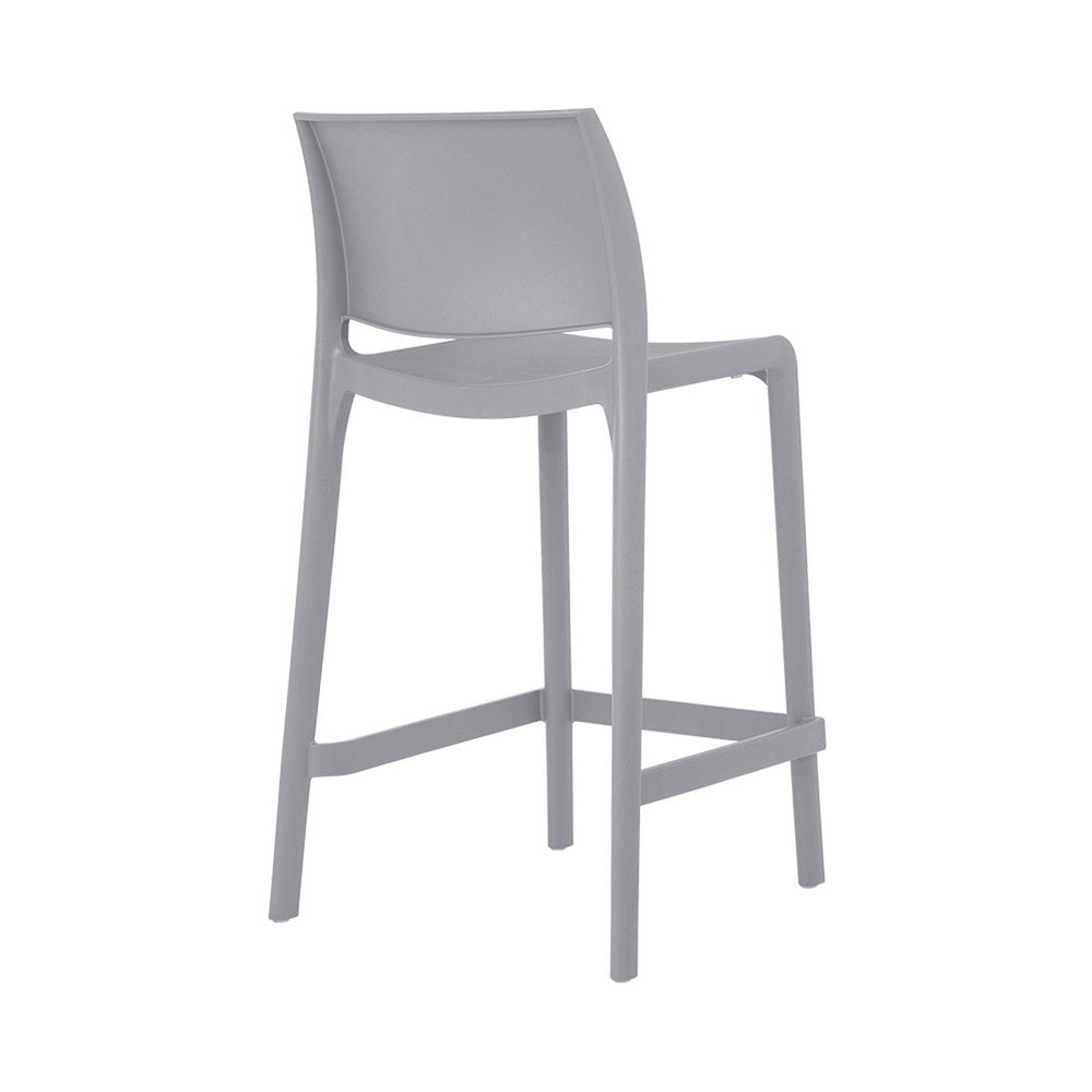 Set of Two 26" Gray Heavy Duty Plastic Low Back Outdoor Counter Height Bar Chairs HomeRoots