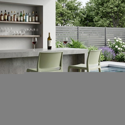 Set of Two 26" Green Heavy Duty Plastic Low Back Outdoor Counter Height Bar Chairs HomeRoots