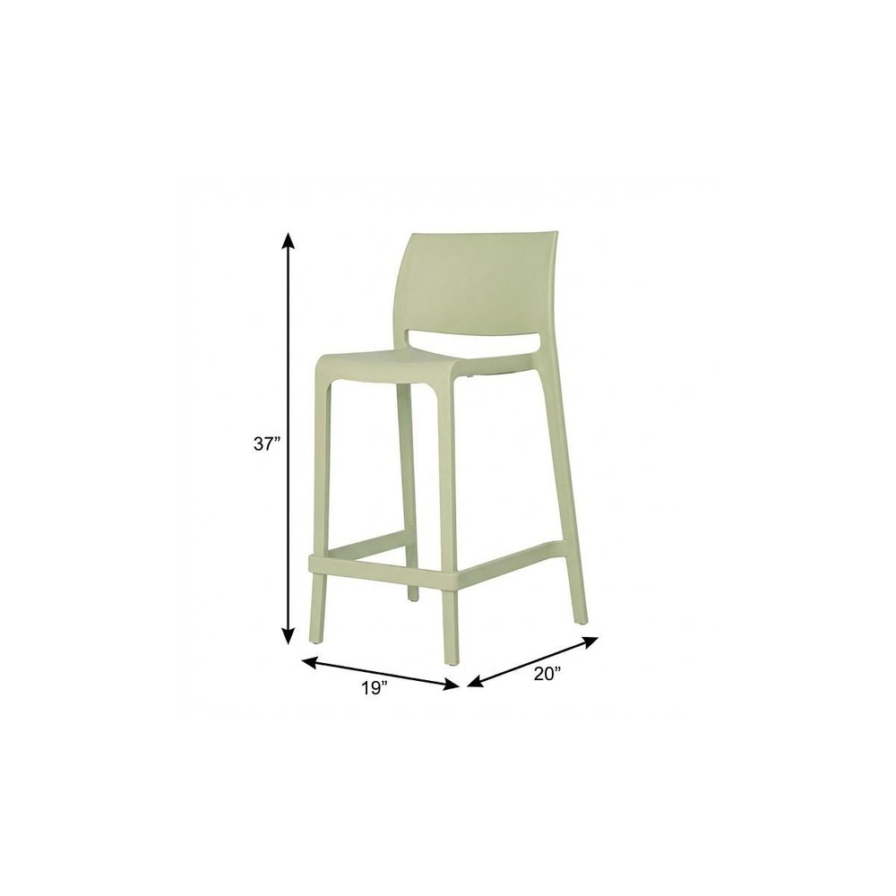 Set of Two 26" Green Heavy Duty Plastic Low Back Outdoor Counter Height Bar Chairs HomeRoots