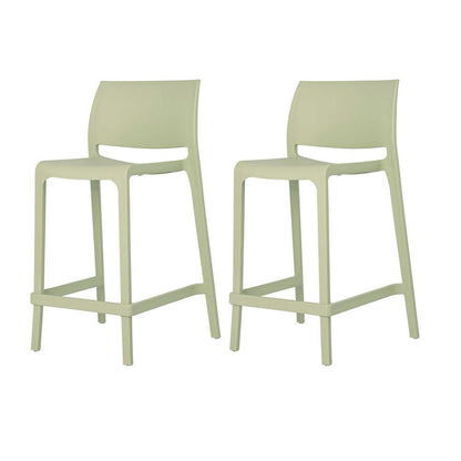 Set of Two 26" Green Heavy Duty Plastic Low Back Outdoor Counter Height Bar Chairs HomeRoots
