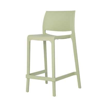 Set of Two 26" Green Heavy Duty Plastic Low Back Outdoor Counter Height Bar Chairs HomeRoots