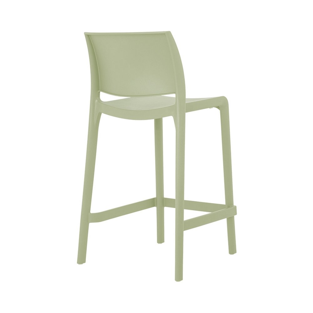 Set of Two 26" Green Heavy Duty Plastic Low Back Outdoor Counter Height Bar Chairs HomeRoots