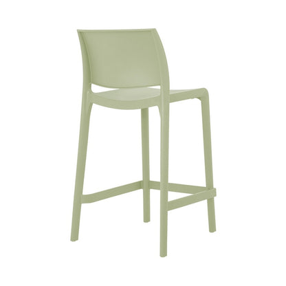 Set of Two 26" Green Heavy Duty Plastic Low Back Outdoor Counter Height Bar Chairs HomeRoots