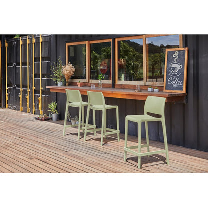 Set of Two 26" Green Heavy Duty Plastic Low Back Outdoor Counter Height Bar Chairs HomeRoots