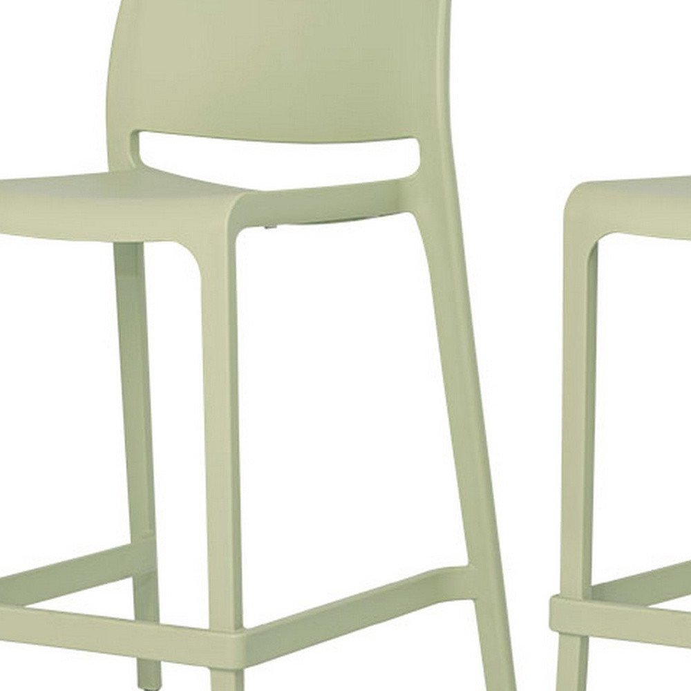 Set of Two 26" Green Heavy Duty Plastic Low Back Outdoor Counter Height Bar Chairs HomeRoots