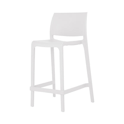 Set of Two 26" White Heavy Duty Plastic Low Back Outdoor Counter Height Bar Chairs HomeRoots