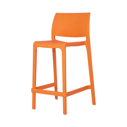 Set of Two 26" Orange Heavy Duty Plastic Low Back Outdoor Counter Height Bar Chairs HomeRoots