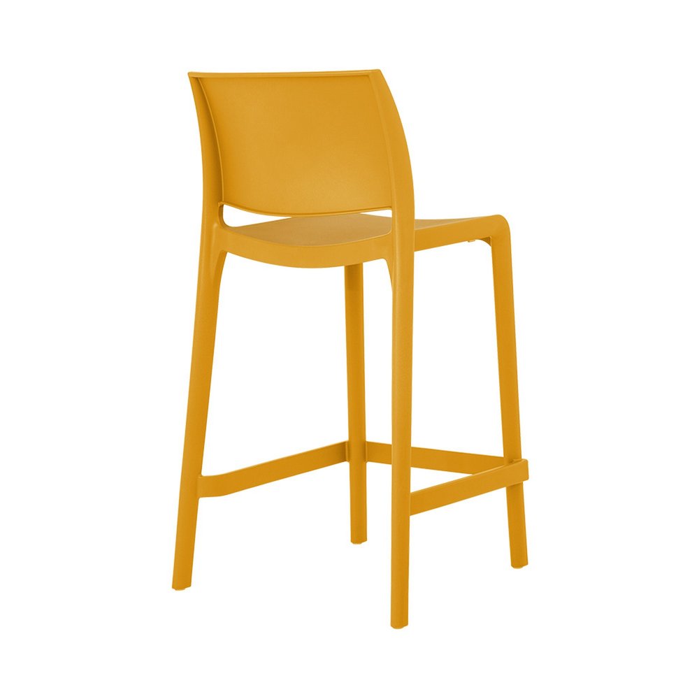 Set of Two 26" Gold and Yellow Heavy Duty Plastic Low Back Outdoor Counter Height Bar Chairs HomeRoots