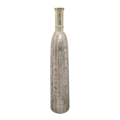 35" Silver Floral Glass Cylinder Floor Vase HomeRoots