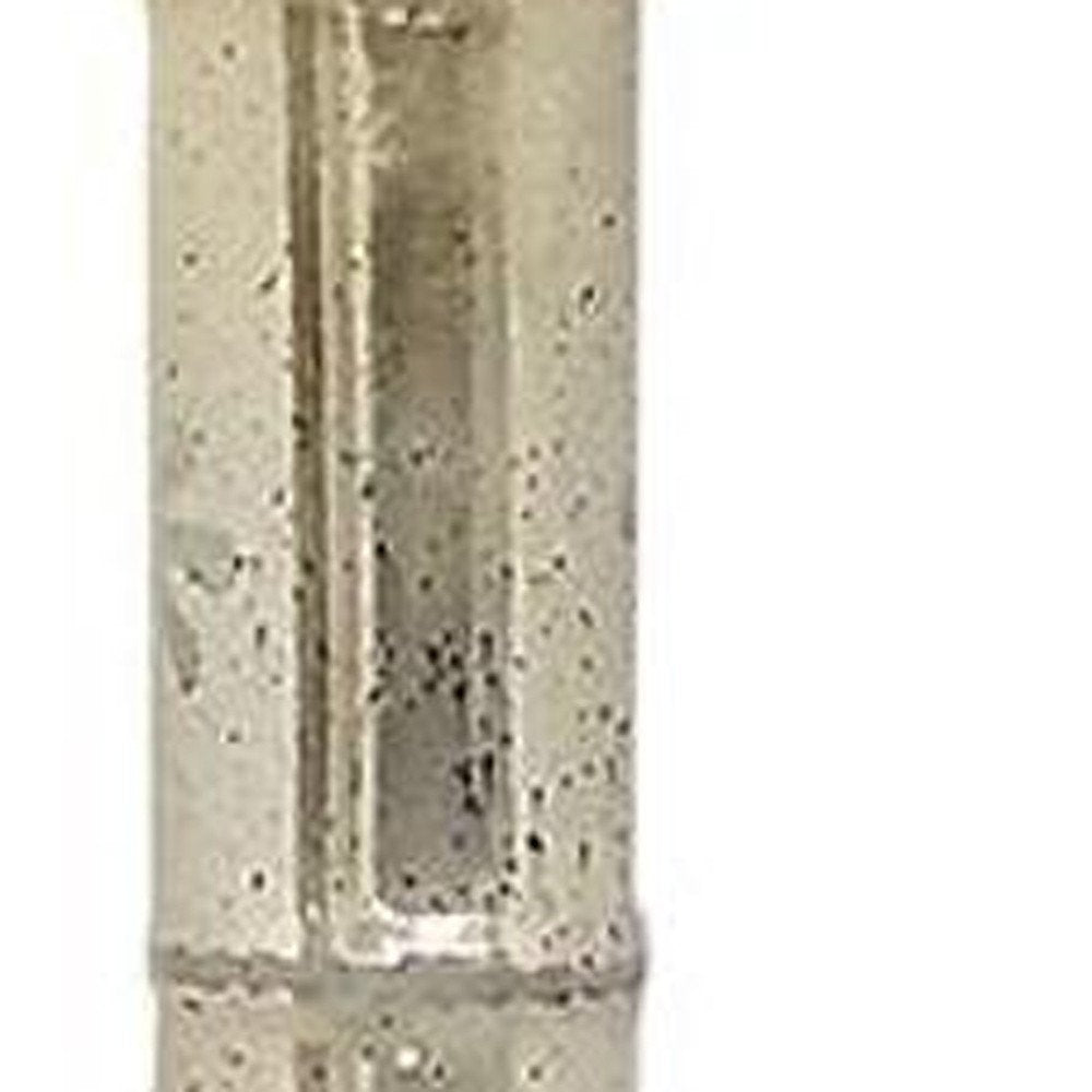 35" Silver Floral Glass Cylinder Floor Vase HomeRoots