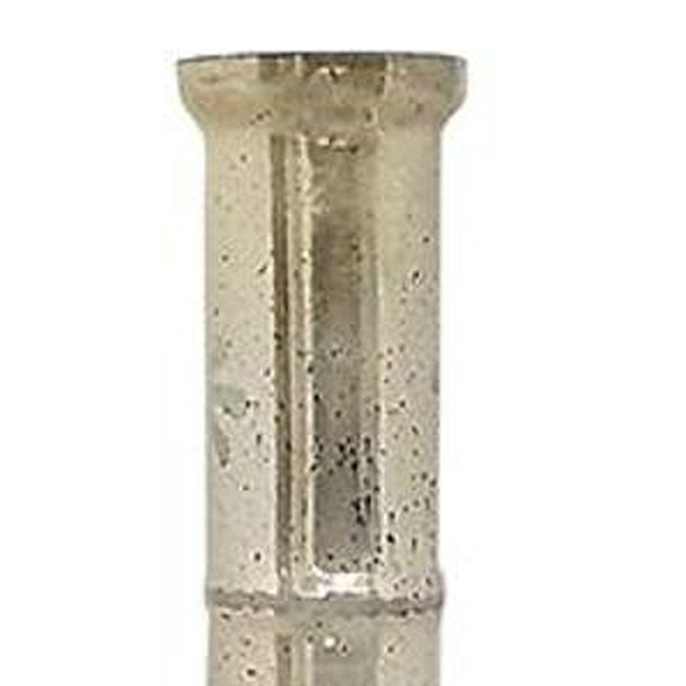 35" Silver Floral Glass Cylinder Floor Vase HomeRoots