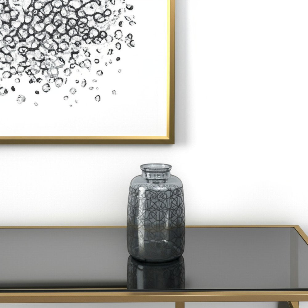 12" Dark Gray Geometric Round Glass Table Vase HomeRoots