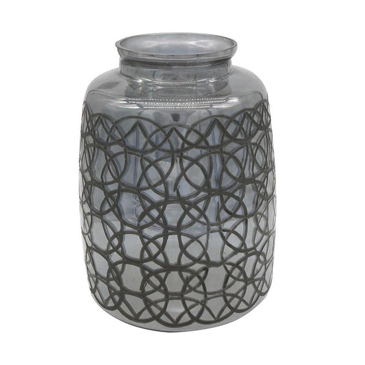 12" Dark Gray Geometric Round Glass Table Vase HomeRoots