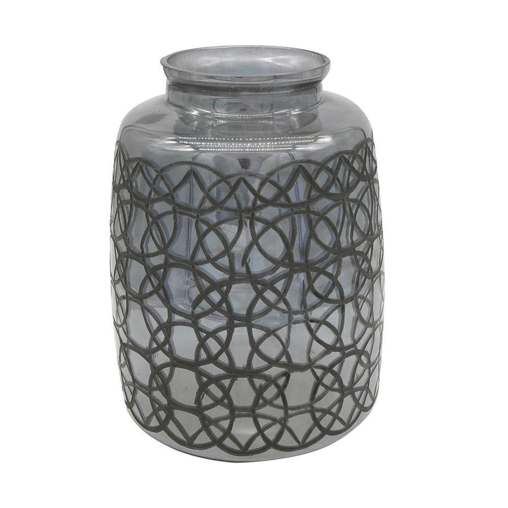 12" Dark Gray Geometric Round Glass Table Vase HomeRoots