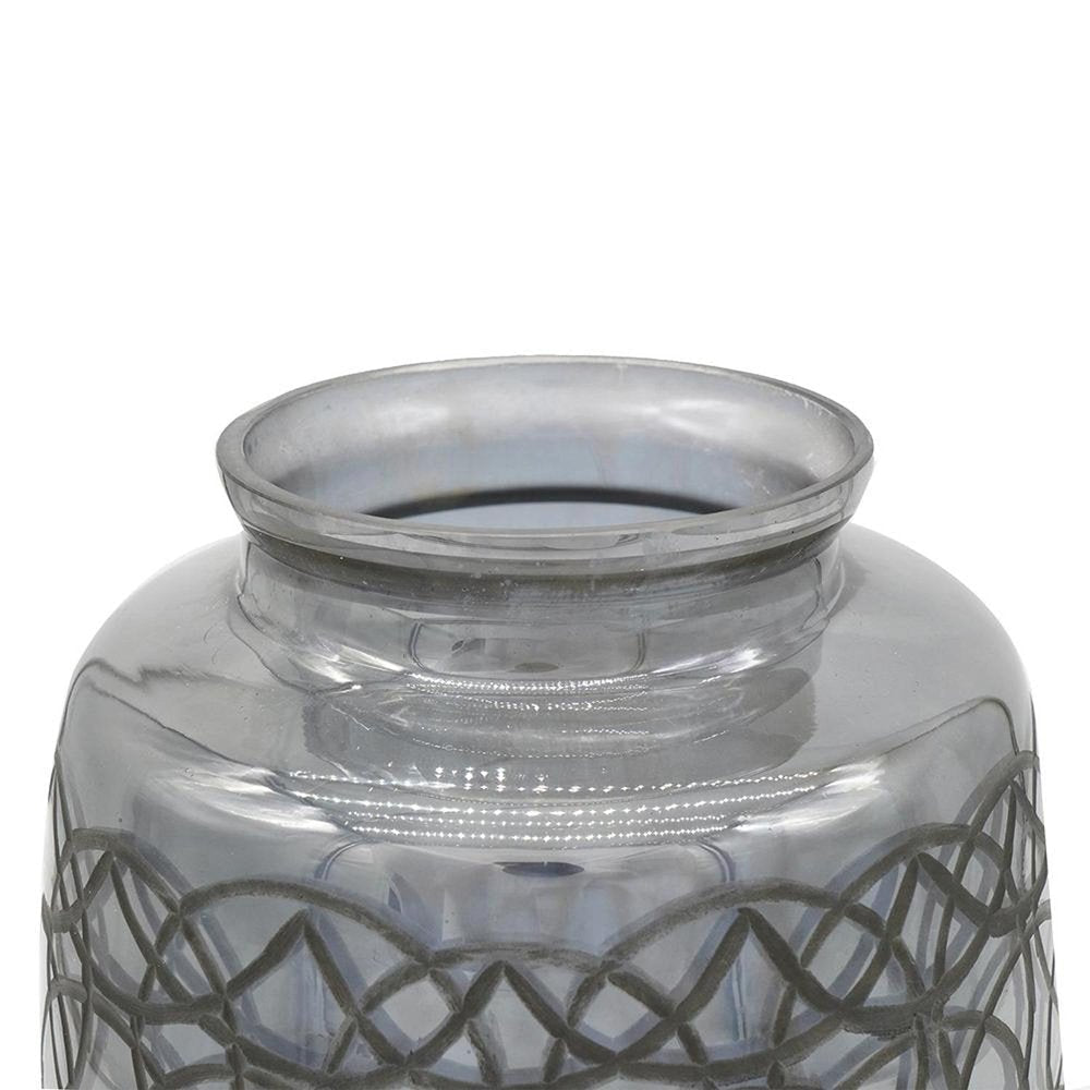 12" Dark Gray Geometric Round Glass Table Vase HomeRoots