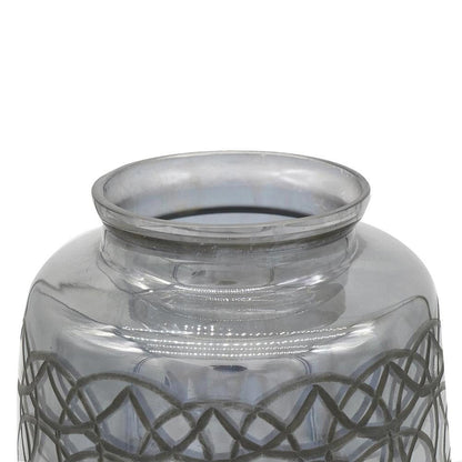 12" Dark Gray Geometric Round Glass Table Vase HomeRoots