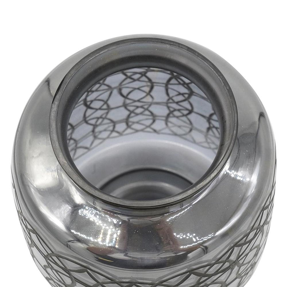 12" Dark Gray Geometric Round Glass Table Vase HomeRoots