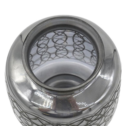 12" Dark Gray Geometric Round Glass Table Vase HomeRoots