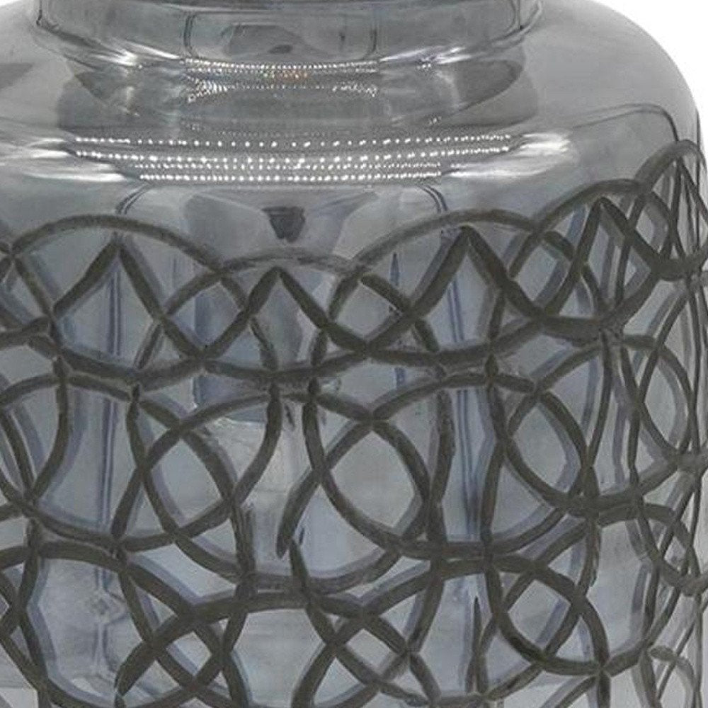12" Dark Gray Geometric Round Glass Table Vase HomeRoots