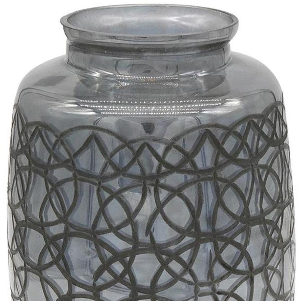 12" Dark Gray Geometric Round Glass Table Vase HomeRoots