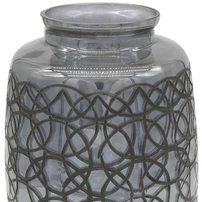 12" Dark Gray Geometric Round Glass Table Vase HomeRoots