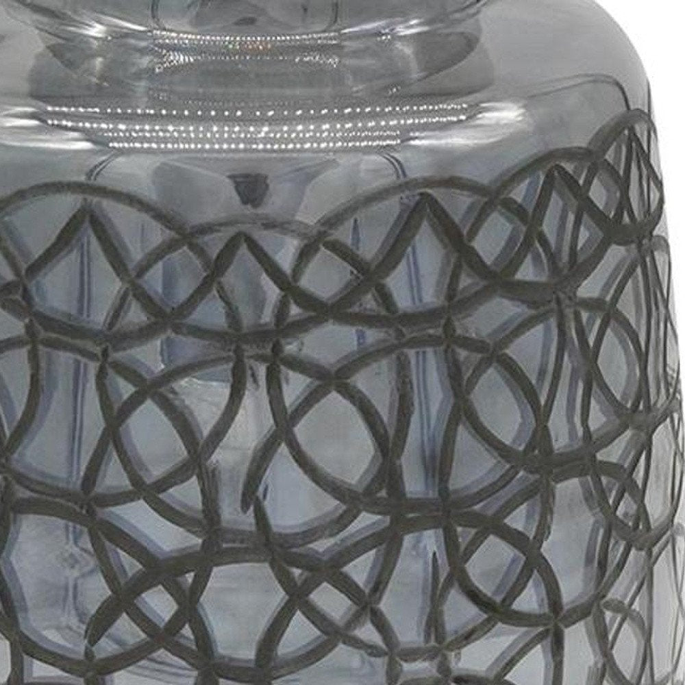12" Dark Gray Geometric Round Glass Table Vase HomeRoots
