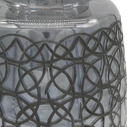 12" Dark Gray Geometric Round Glass Table Vase HomeRoots